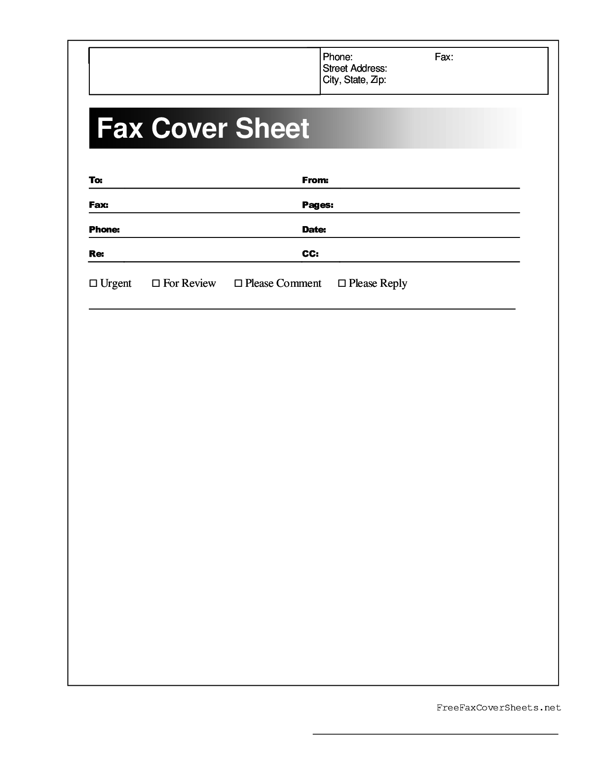 Fax Cover Sheet Fillable PDF Fax Cover Sheet Printable